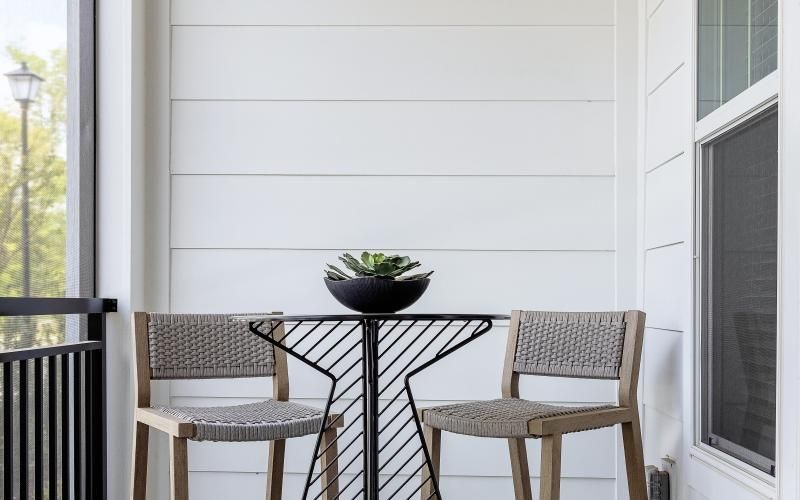 a table and chairs outside